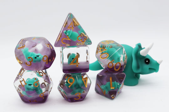 Green Triceratops RPG Dice