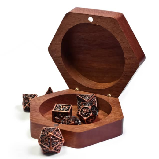 TREE OF LIFE - SAPELE WOOD DICE BOX (HEXAGONAL)