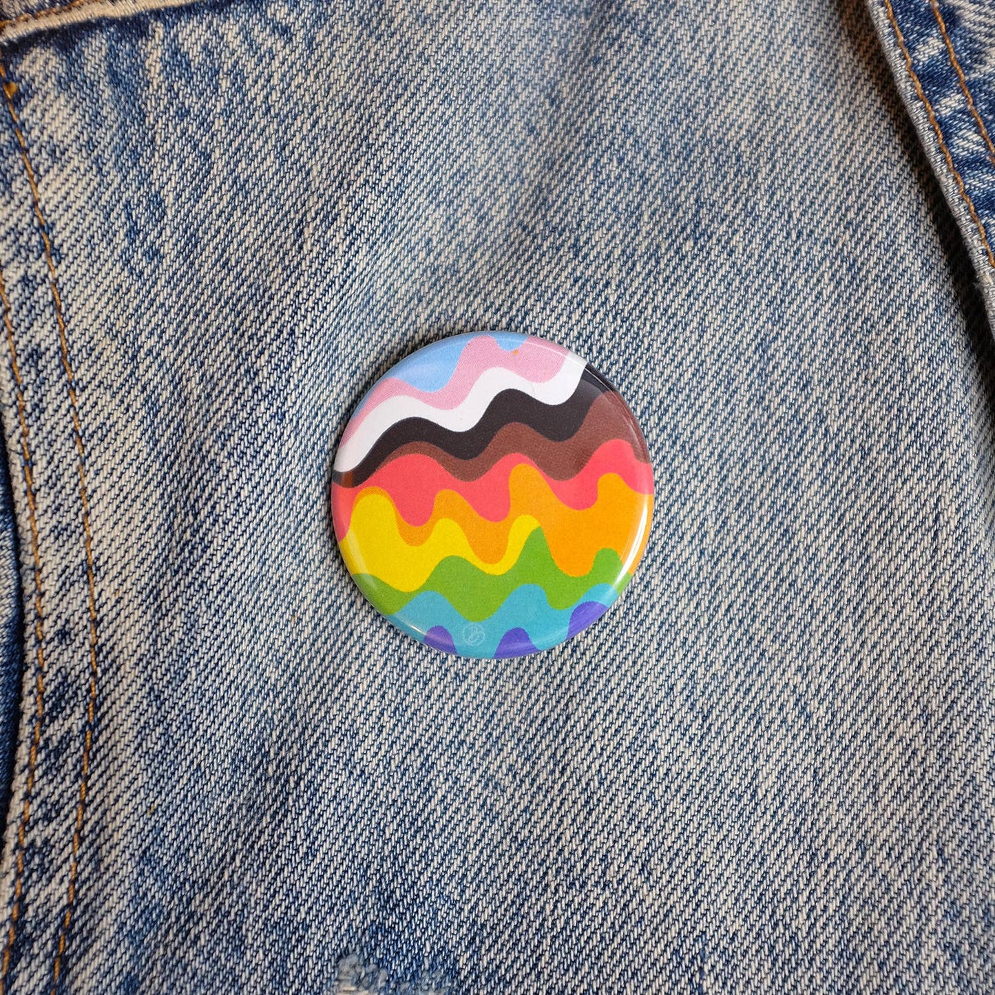 Wavy Inclusive Pride Rainbow Button