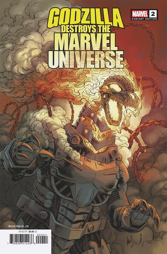 Godzilla Destroys The Marvel Universe #2 Dave Wachter Marvelized Mecha-Ghost Riderzilla Variant