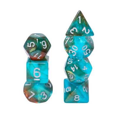 GLow-In-The-Dark Blue Nebula RPG Dice Set