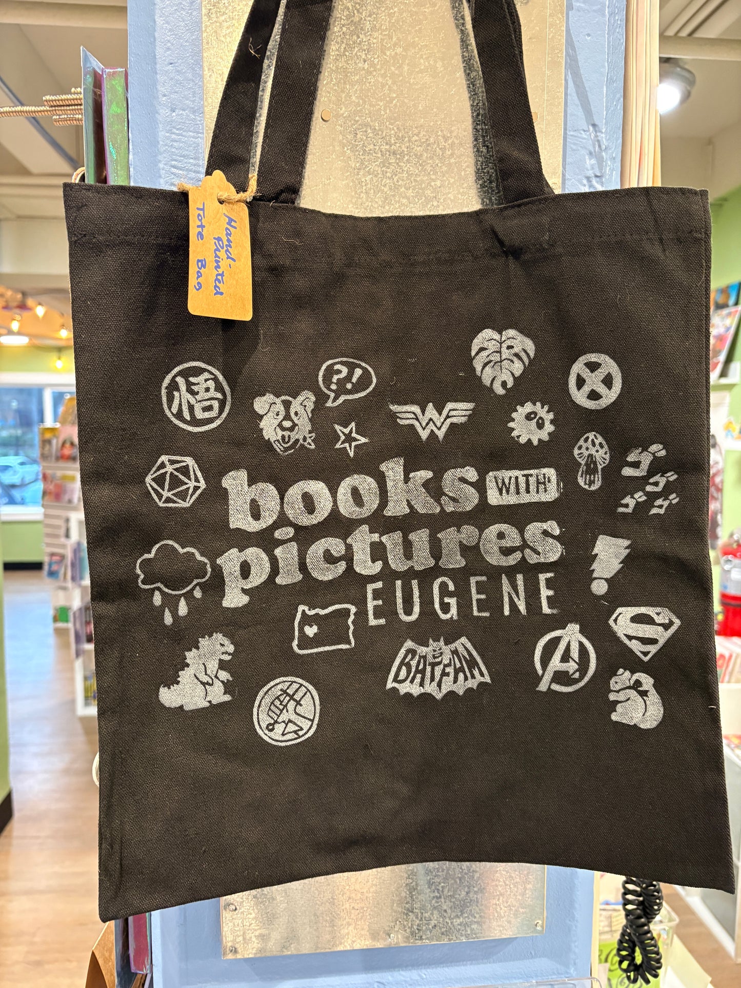 Books With Pictures Hand-Printed Tote Bag