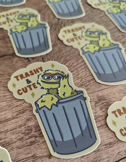Trashy But Cute - Oscar Grouch Sesame Street Vinyl Sticker