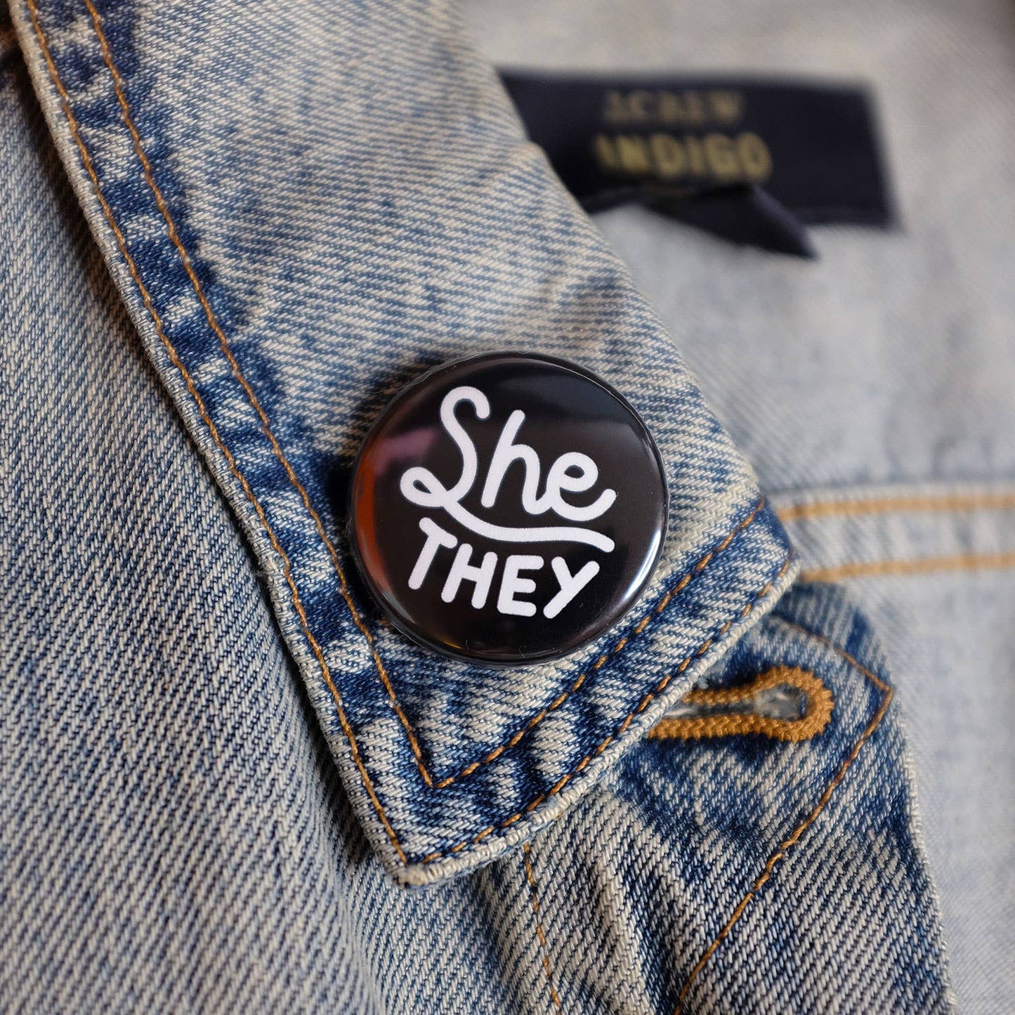 She/they Pronouns Button