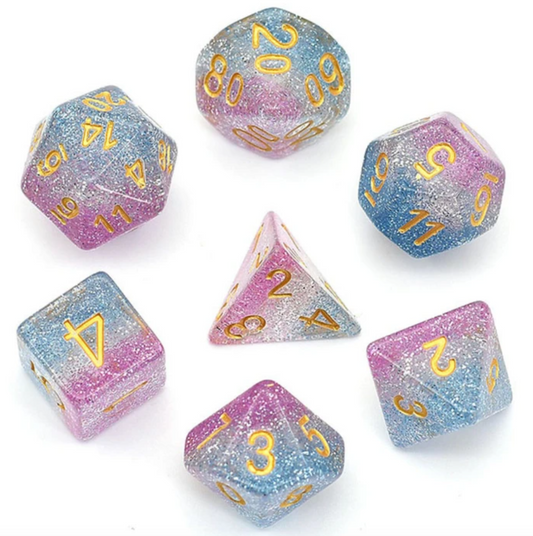 Cotton Candy Glitter RPG Dice