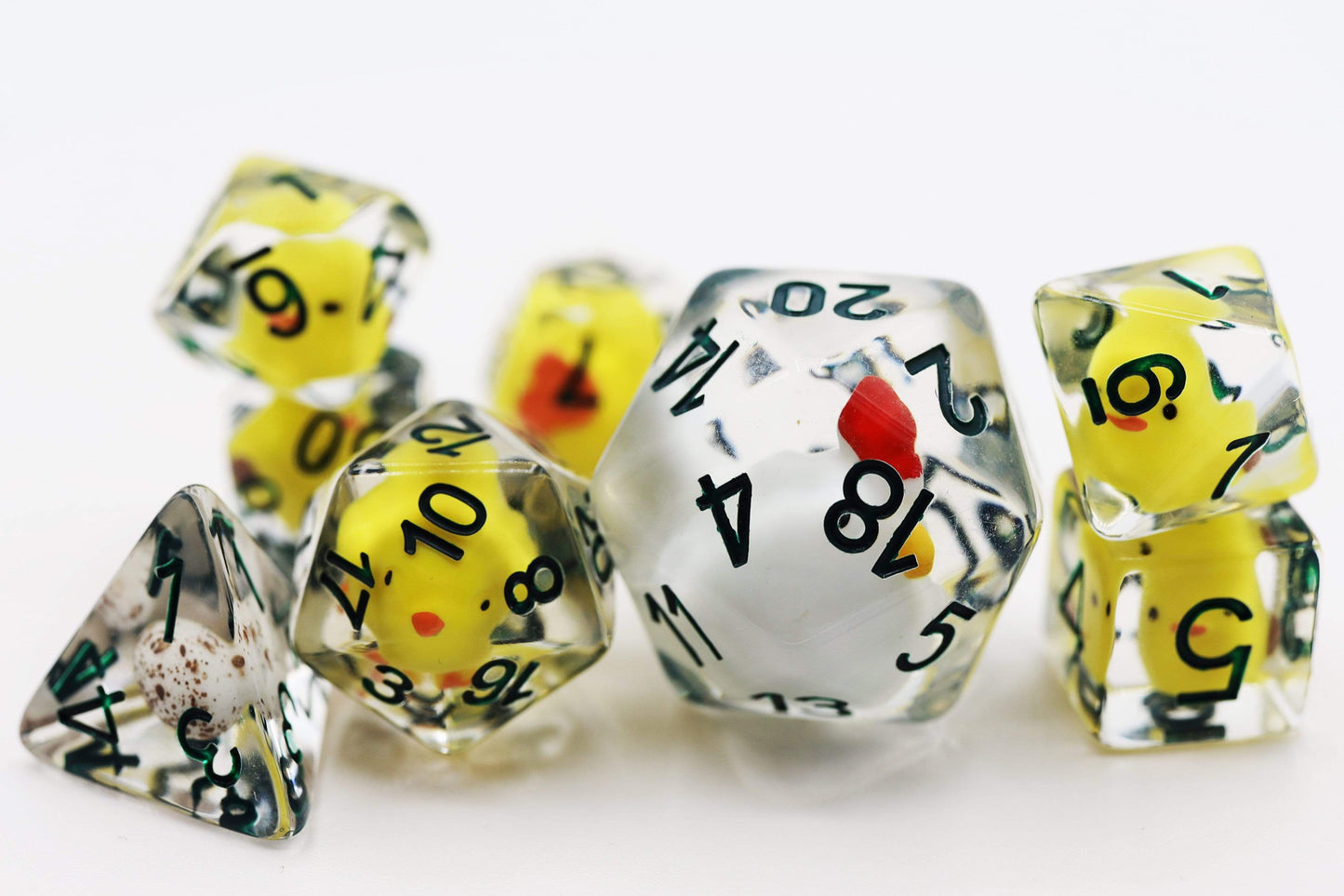 Chicken Farm 8 Piece RPG Dice Set with HUGE D20