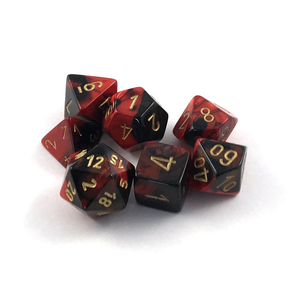 Chessex Polyhedral 7-Die Set: Gemini Black-Red/Gold