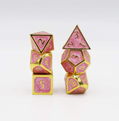 Metal "Bubblegum and Gold" Dice
