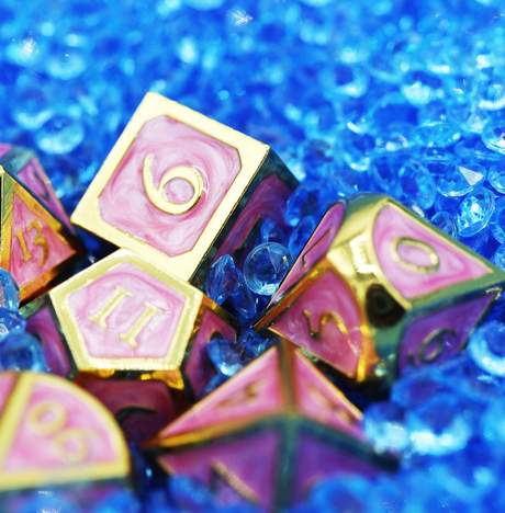 Metal "Bubblegum and Gold" Dice